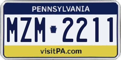 PA license plate MZM2211