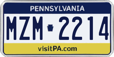 PA license plate MZM2214
