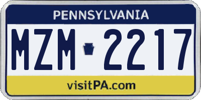 PA license plate MZM2217