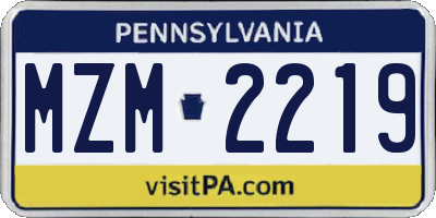 PA license plate MZM2219