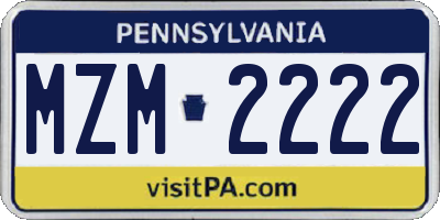 PA license plate MZM2222