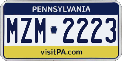 PA license plate MZM2223