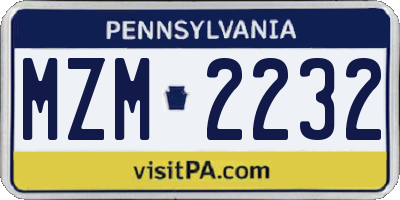 PA license plate MZM2232
