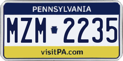 PA license plate MZM2235