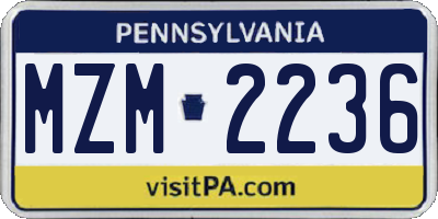PA license plate MZM2236