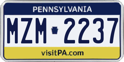 PA license plate MZM2237