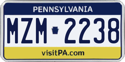 PA license plate MZM2238