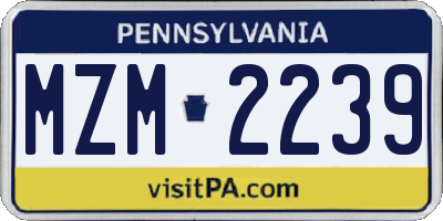 PA license plate MZM2239