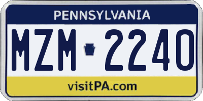 PA license plate MZM2240