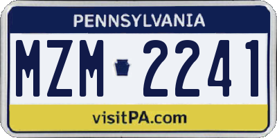 PA license plate MZM2241