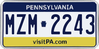 PA license plate MZM2243