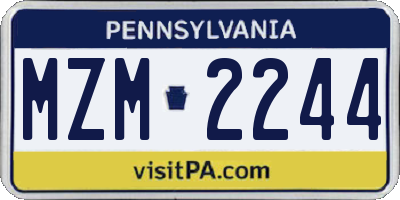 PA license plate MZM2244