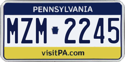 PA license plate MZM2245
