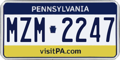 PA license plate MZM2247
