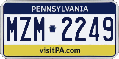 PA license plate MZM2249