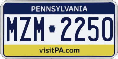 PA license plate MZM2250