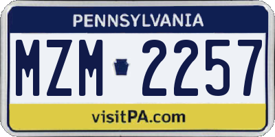PA license plate MZM2257