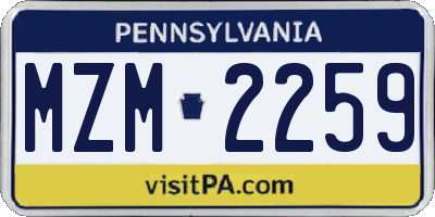 PA license plate MZM2259