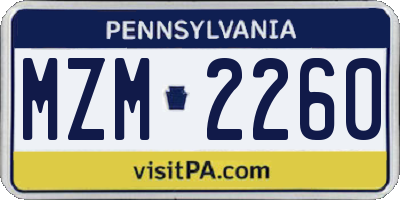 PA license plate MZM2260
