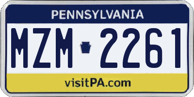 PA license plate MZM2261