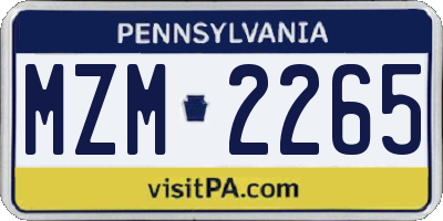 PA license plate MZM2265