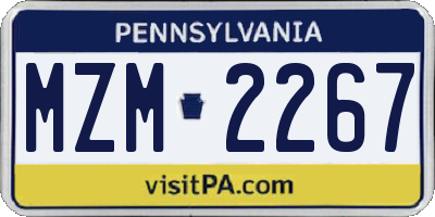 PA license plate MZM2267