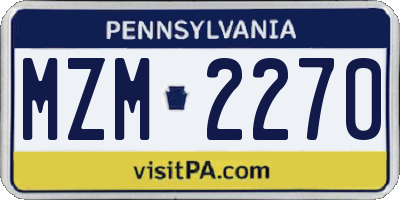 PA license plate MZM2270
