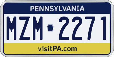 PA license plate MZM2271