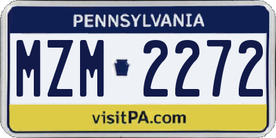 PA license plate MZM2272