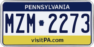 PA license plate MZM2273