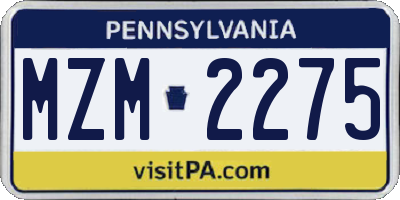 PA license plate MZM2275