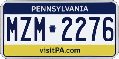PA license plate MZM2276
