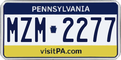 PA license plate MZM2277