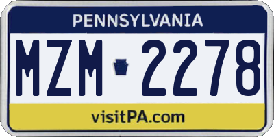PA license plate MZM2278