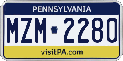 PA license plate MZM2280