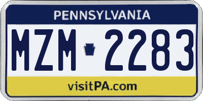 PA license plate MZM2283
