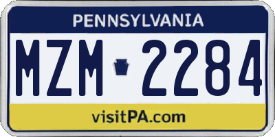 PA license plate MZM2284