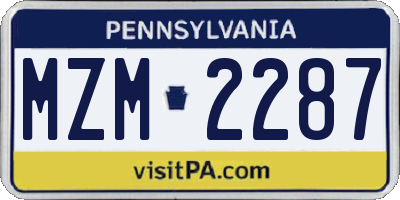 PA license plate MZM2287