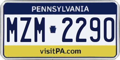 PA license plate MZM2290
