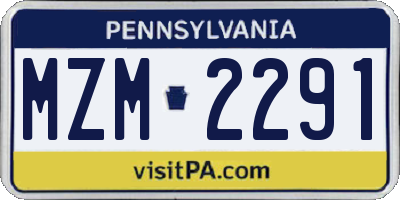 PA license plate MZM2291