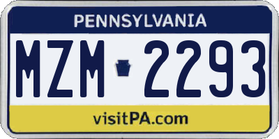 PA license plate MZM2293