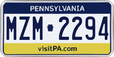 PA license plate MZM2294