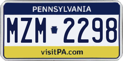 PA license plate MZM2298