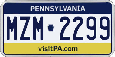 PA license plate MZM2299