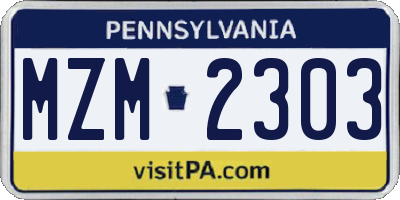 PA license plate MZM2303