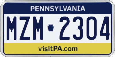 PA license plate MZM2304