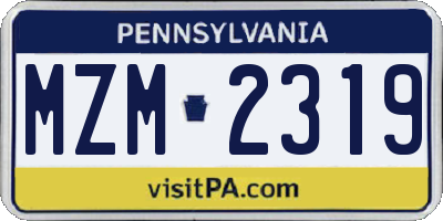 PA license plate MZM2319