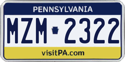 PA license plate MZM2322