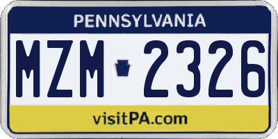 PA license plate MZM2326