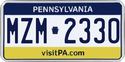 PA license plate MZM2330